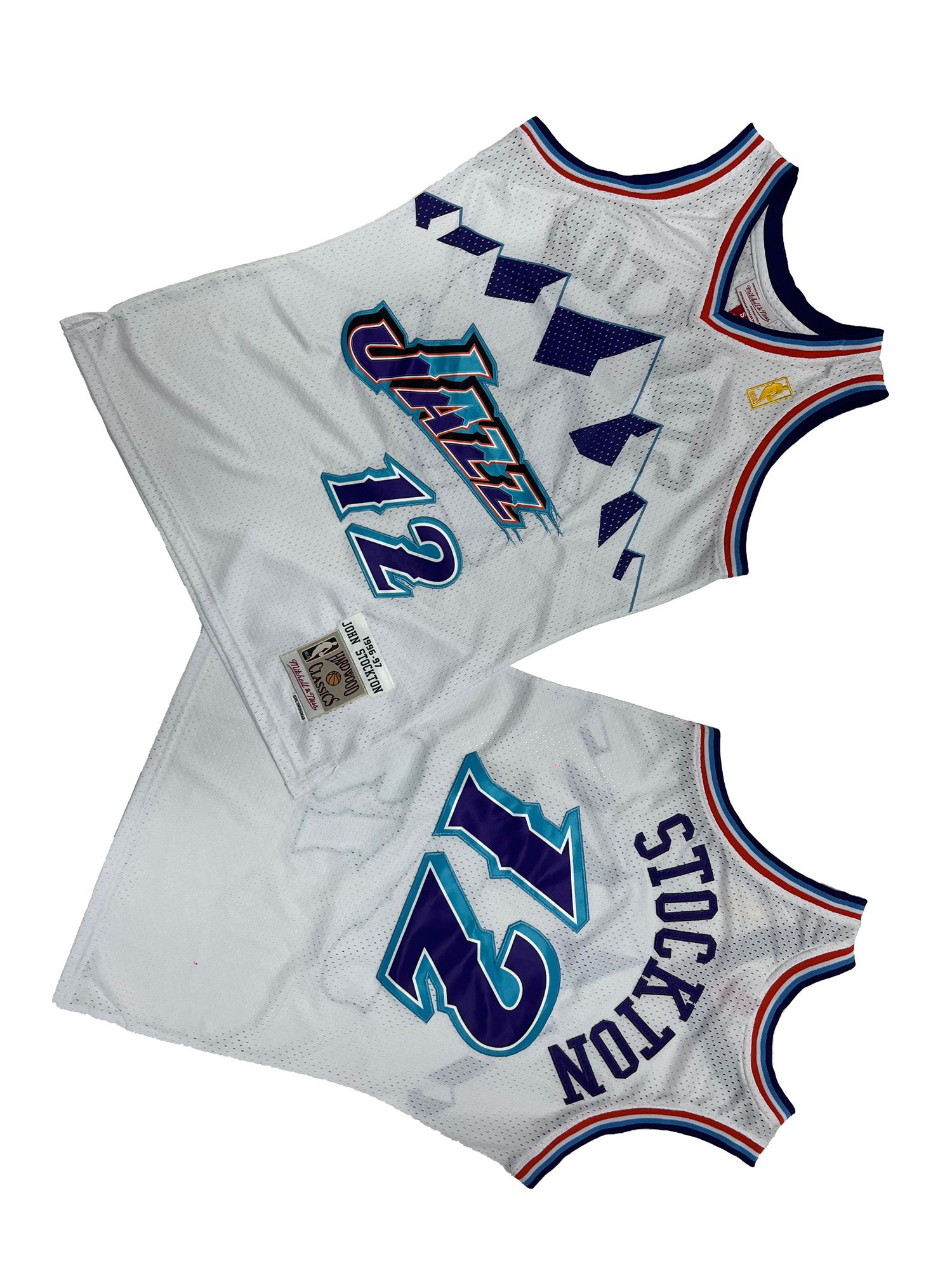 Men Utah Jazz #12 Stockton White Throwback NBA Jersey